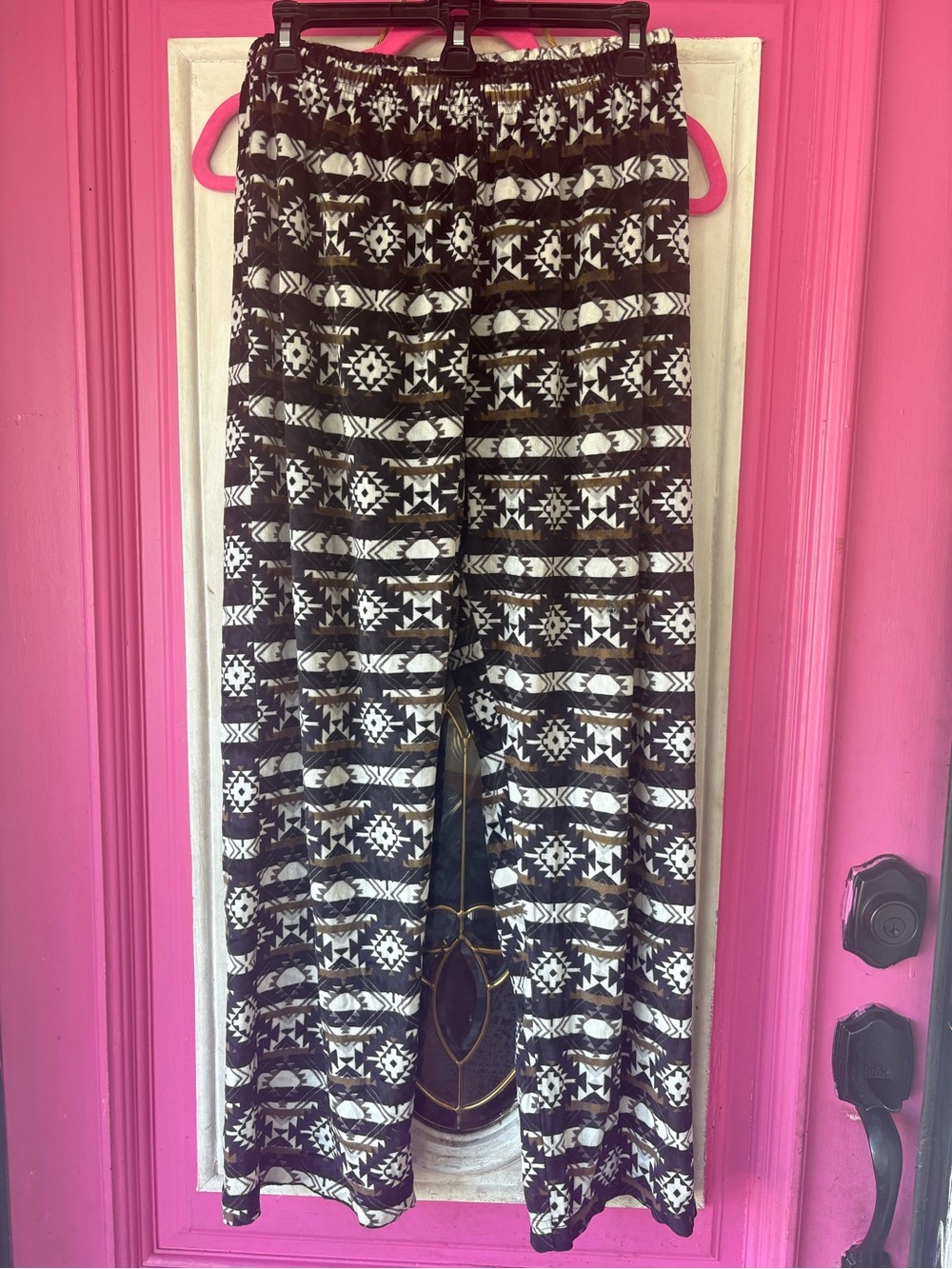 Black & White Aztec Wide-Leg Women’s Pants